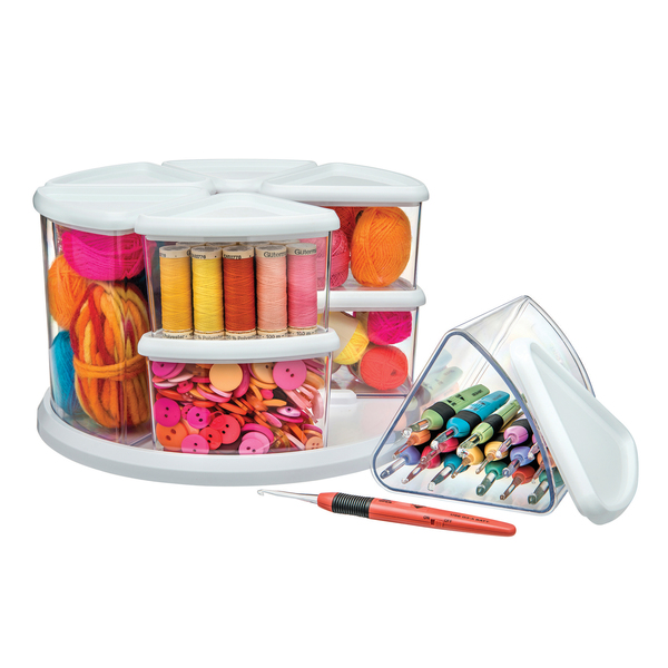 Deflecto Canister Carousel Organizer, White 3901CR